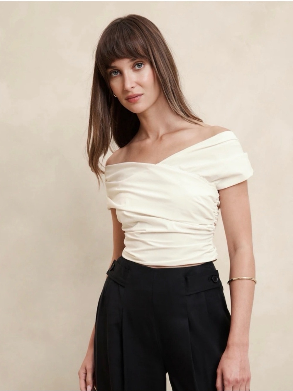 Banana Republic Women’s TAFFETA CROPPED TOP Size 10 Ivory